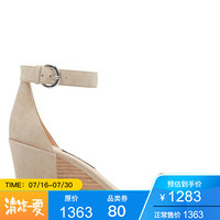 玖熙(Nine West)女鞋脚踝扣带坡跟凉鞋666564 Natural Suede 6M