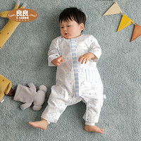 良良(liangliang)婴儿睡袋防踢被宝宝四季通用新生儿童星月迷云竹棉纱布分腿睡蓝80CM