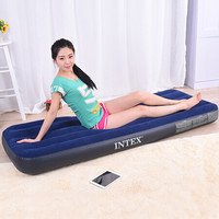 INTEX 64756升级版单人线拉充气床 条纹植绒气垫床家用便携午休床加厚户外帐篷垫折叠床