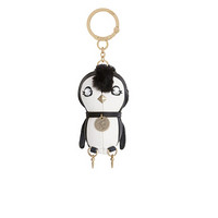 芙拉 FURLA 女士 DOLCEZZA系列 黑色+白色 牛皮革 企鹅3D立体填充可爱钥匙扣装饰挂坠 1046695