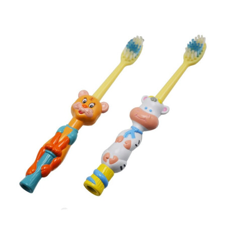 bobo乐儿宝儿童乳牙刷1-3岁软毛生肖可爱牙刷可替换刷头 两只装 生肖随机发货