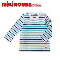 MIKIHOUSE童装男女童长袖T恤天竺棉条纹秋季新款儿童衣服11-5201-262 藏蓝色 110CM