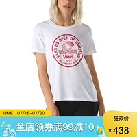 vans范斯T恤女短袖上衣圆领舒适半截袖3970983 White Large