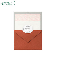 日本midori 日系小清新和风创意简约信封信纸套装情书表白信礼物  蕾丝图案 粉色