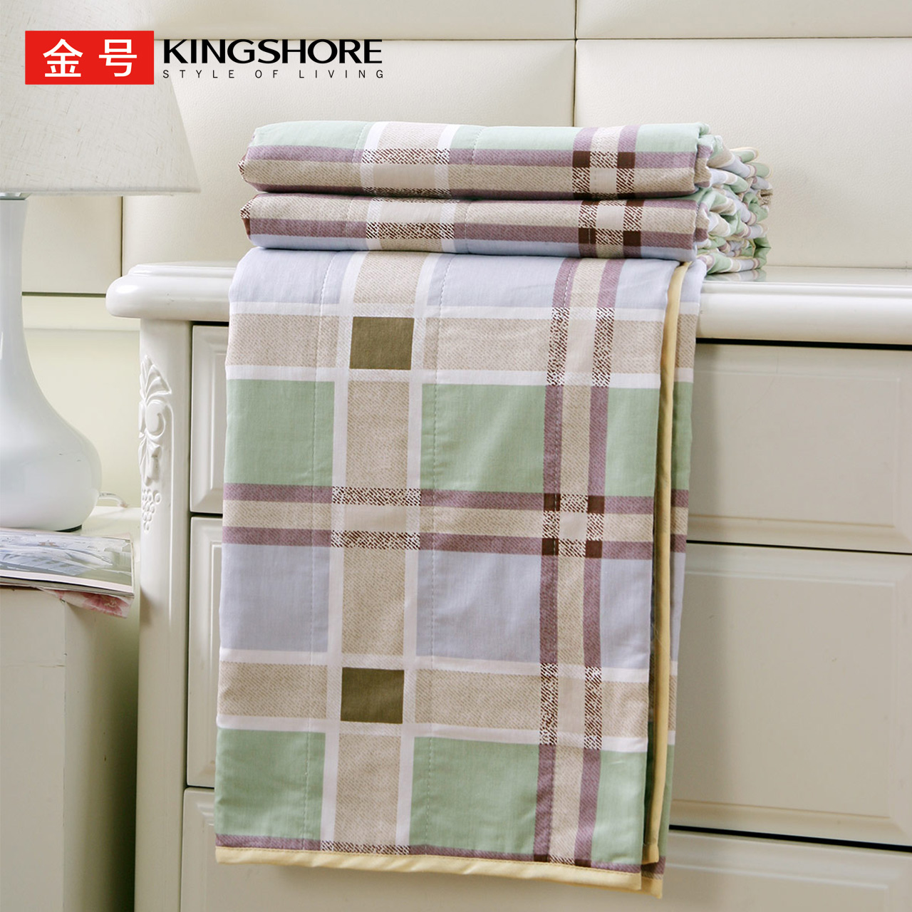 金号纯棉面料夏凉被/毛巾被办公室盖毯双层透气 清新图案经济实用