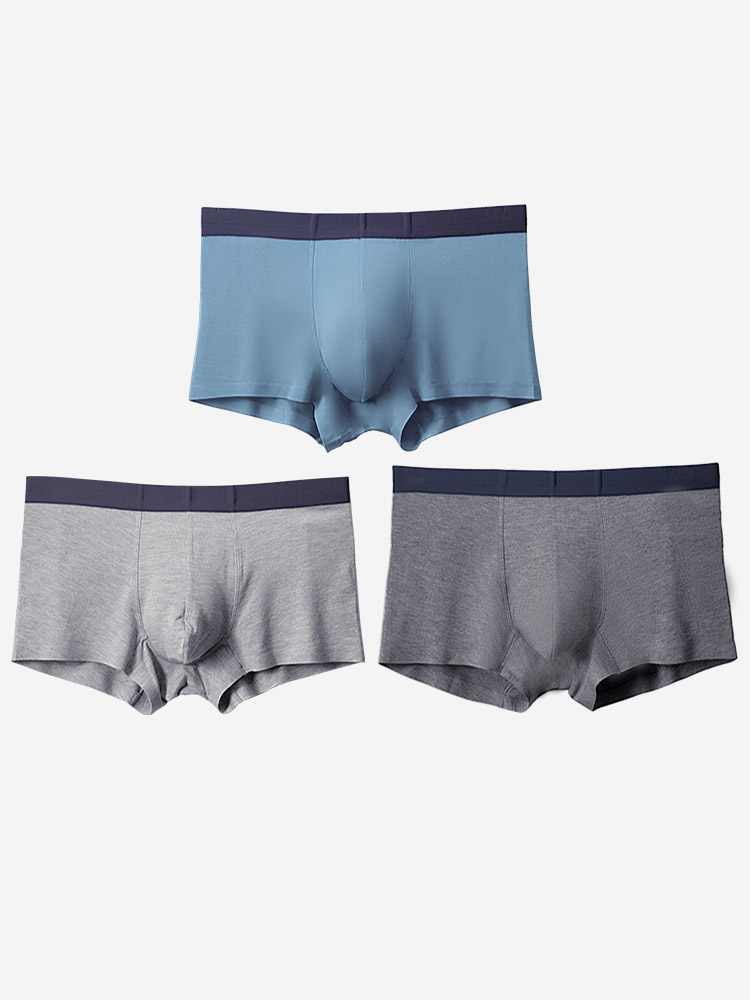 红豆男士内裤中腰莫代尔舒适撞色腰U凸纯色裤头无痕平角裤男夏季