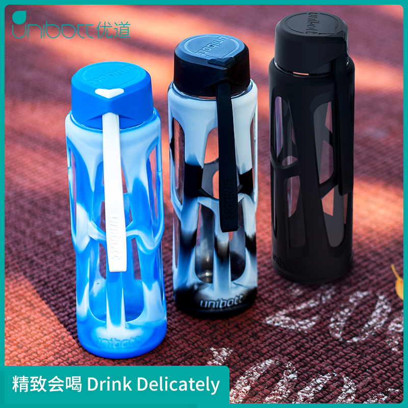 Unibott水杯优道玻璃杯单层隔热泡茶杯学生大容量便携耐高温杯子