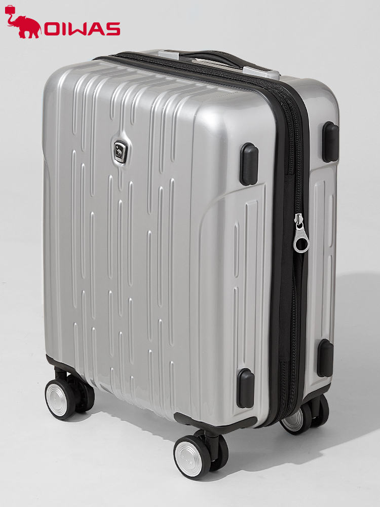 OIWAS 爱华仕 箱子行李箱20寸拉链款可扩展ins 16寸横款登机箱，1-3天出差/旅行，送小象贴纸 元气骑士质感银