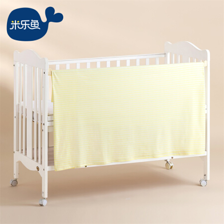 米乐鱼 婴儿床单幼儿园儿童床单新生儿宝宝四季通用床单 黄白条90X150cm