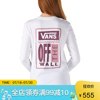 vans范斯上衣女圆领印花长袖舒适休闲T恤3940400 White Small