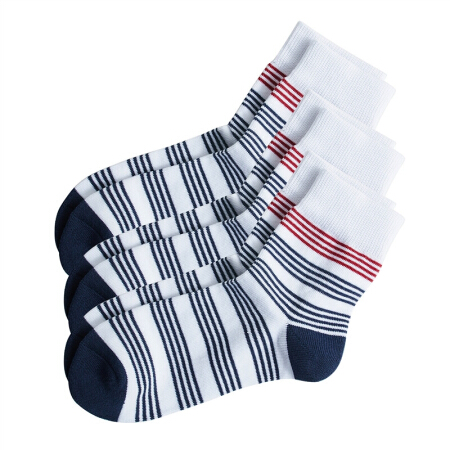 佐丹奴（Giordano） 男袜 佐丹奴袜子男装绅士拼色弹力加厚毛圈袜底四季中筒袜男01152611 82红白蓝X3 均码