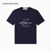 【许光汉同款】CK JEANS 2020春夏款 男装Logo短袖T恤J315127 CHW-蓝色 M