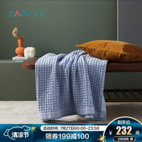 大朴（DAPU）毯子 A类纯棉复古毛巾被 华夫格盖毯 多功能毛毯 薄被 水蓝色 150*200cm