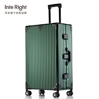 INTERIGHT 铝镁合金拉杆箱万向轮商务行李箱 墨绿色24英寸