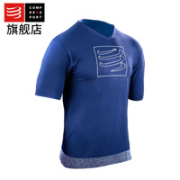 COMPRESSPORT马拉松运动装备男士运动健身 跑步短袖 运动员训练T恤 蓝色 L