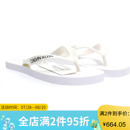 CK拖鞋男鞋Calvin Klein人字拖沙滩鞋 KM0KM00341 100 Bianco - White 43-44