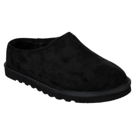 SKECHERS斯凯奇男鞋冬季翻毛皮包跟保暖拖鞋地板鞋家居鞋66095 BLACK 8