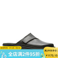 Clarks其乐女鞋包头拖鞋编织穆勒鞋26129025 Black Leather 10M