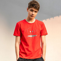 大嘴猴（PAUL FRANK） 夏季男式运动衫圆领印花短袖T恤 红色 M
