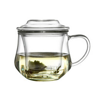 朗特乐（Le Bronte）耐热玻璃杯三件式茶杯水杯透明带盖过滤茶杯花茶杯玻璃泡茶杯办公杯