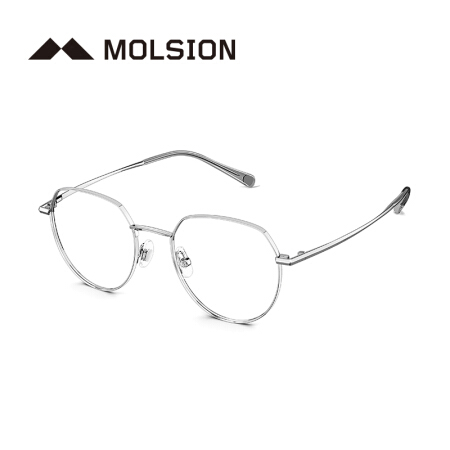 陌森 Molsion 时尚光学镜框男女款金属框MJ7167 B90银色