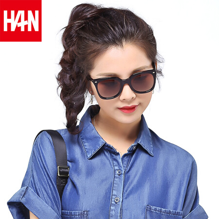 汉（HAN）太阳镜墨镜男女款 复古潮人大框偏光太阳眼镜 HD5831 玳瑁茶色片
