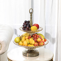 欧式双层玻璃轻奢风现代水果盘摆件零食盘家用客厅茶几创意干果盘