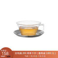 利快 杯碟套装日本进口Kinto玻璃杯带把手两件套茶杯水杯 220ml B款