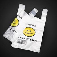 贝瑟斯 透明笑脸塑料袋子30*48cm*100只 加厚食品袋超市购物袋外卖打包袋手提方便袋马甲背心垃圾袋