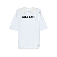 缪缪MIU MIU 女士白色平纹针织T恤 MJN237-1XE0-F0009 M