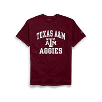Champion冠军男士圆领短袖纯棉T恤纯色运动衫Texas Aggies 550829 Maroon L