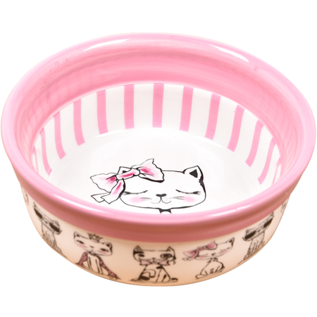 伊丽猫碗 狗碗宠物盆猫食盆饮水陶瓷盘 可爱女士