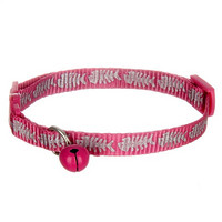 Pawise 猫咪项圈颈圈带铃铛红色黑色粉色三色可选 耐咬透气 三色荧光鱼骨头猫颈圈