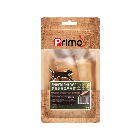 Primo 狗零食 新西兰进口狗狗风干零食磨牙棒成犬幼犬咬胶 风干烟熏羊耳50g