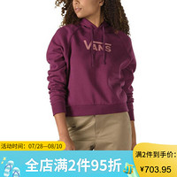 vans范斯女款卫衣长袖连帽logo装饰上衣3940316 Prune Large