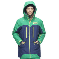 Running river奔流极限 男款拼色防风透气保暖户外自由式双板滑雪服夹克上衣N6419 绿色568 M-48
