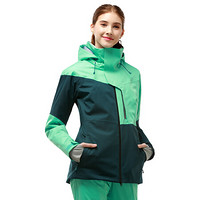 Running river奔流极限 新款女式防水透气保暖短款修身拼接色经典双板滑雪服夹克A9014N 绿色555 S