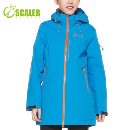 SCALER 思凯乐 户外女中长款防水3M棉服防风防雨保暖冲锋衣F5063025 蓝色 S