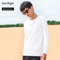 INTERIGHT 长袖T恤男简洁百搭基础圆领纯色打底衫 白色 185/104A(XXL)