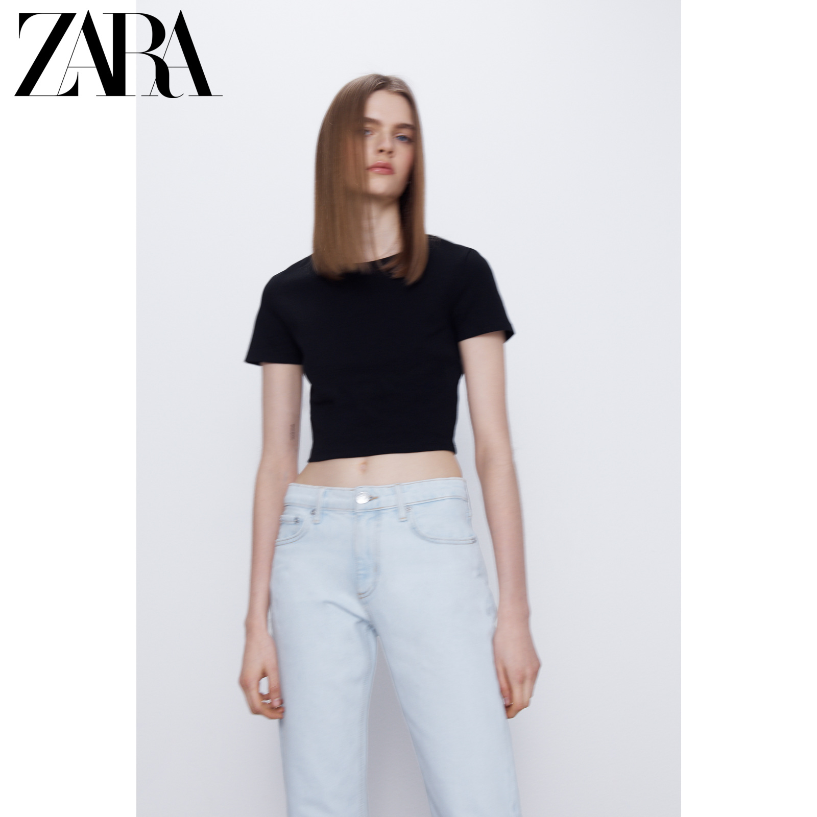 ZARA 新款 TRF 女装 短款 T 恤 01660309800