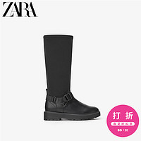 ZARA【打折】童鞋女童  黑色带扣高筒软底长靴 13006003040 39 (250/77) - 24,9 cm 黑色