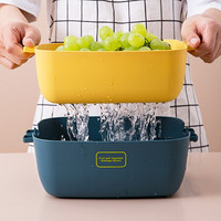 百易特 双层沥水篮大容量洗菜盆创意多用洗菜篮滤水盆水果篮洗菜神器 双层沥水篮色（大号）