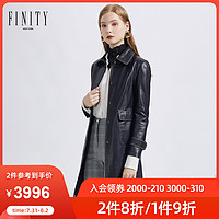 FINIT黑色皮衣Y2020秋装新款简约时尚中长款宽松长袖外套上衣女