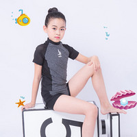 三奇 （SANQI）儿童游泳衣分体女童中大童小公主女孩可爱韩国新款亲子款  B2003 灰色 M