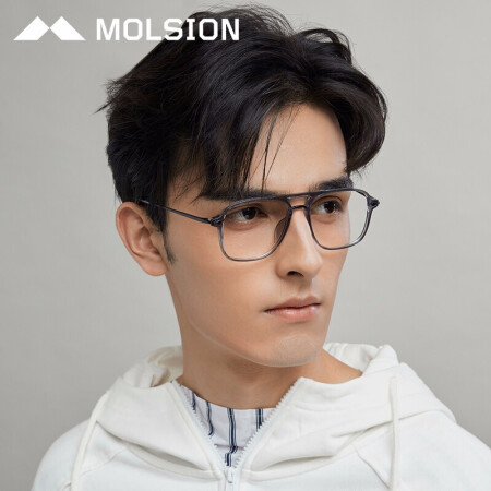 陌森眼镜框男新款近视眼镜飞行员双梁大框眼镜架MJ6108 B11框光透灰+光黑