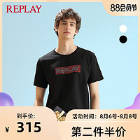 REPLAY新款2020夏情侣款欧美男装闪亮烫钻字母设计圆领短袖T恤衫