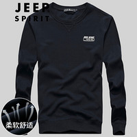 吉普 JEEP 卫衣男2020秋季圆领打底衫宽松时尚休闲男装长袖T恤 WY14515002 黑色 3XL