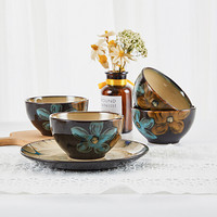 佳佰 陶瓷餐具韩式锦绣系列 中式家用厨房陶瓷4.8寸碗4个装