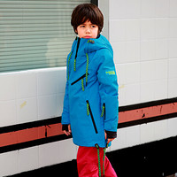 Running river奔流极限 新品单板双板保暖防风男童女童儿童滑雪服夹克上衣W7745N 微厚 蓝色216 120cm/S