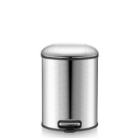 麦桶桶（Mr.Bin） 家用不锈钢垃圾桶脚踏翻盖欧式客厅卫生间卧室厨房办公室厕所大号脚踩带盖 5L 本色钢银 x